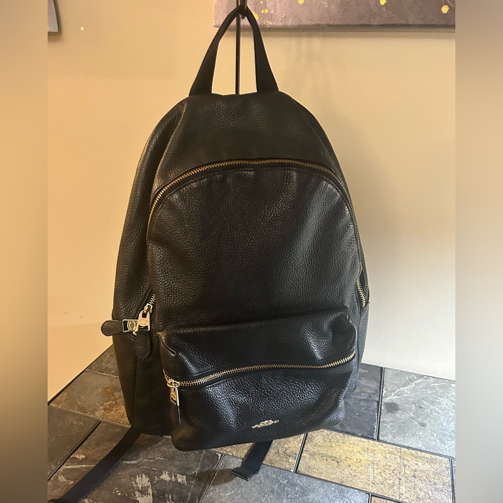 Coach Black Pebbled Leather Backpack. Please see pics